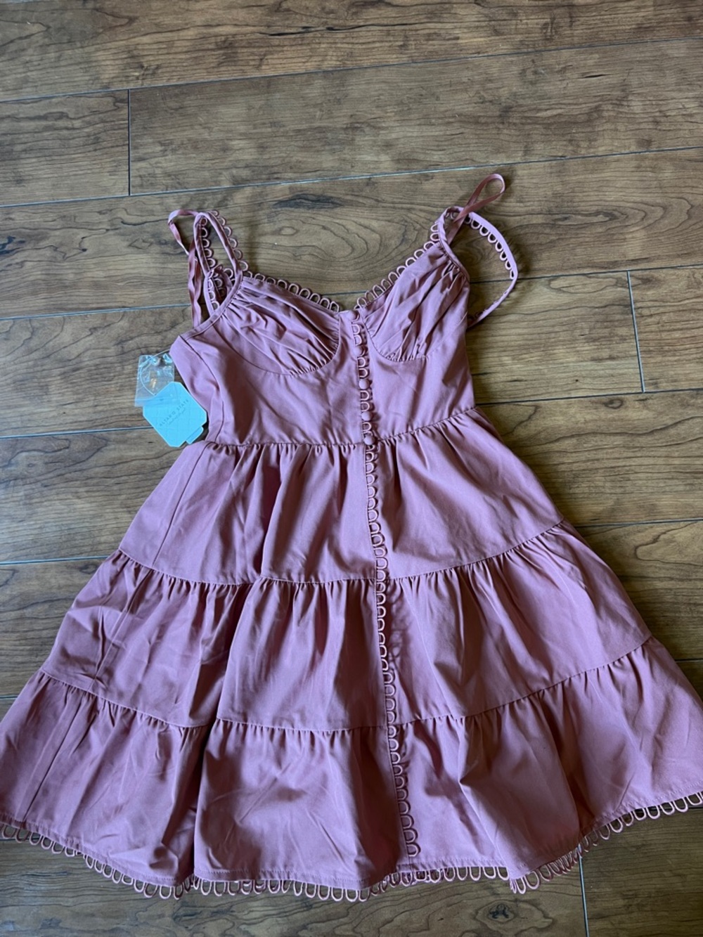 Altar'd State Dusty Rose Tiered Mini Dress